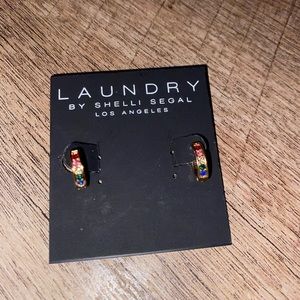 Rainbow diamond hoop earrings